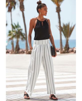 Women's Striped Wide Leg Pants