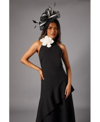 Petite High Neck Corsage Midi Dress