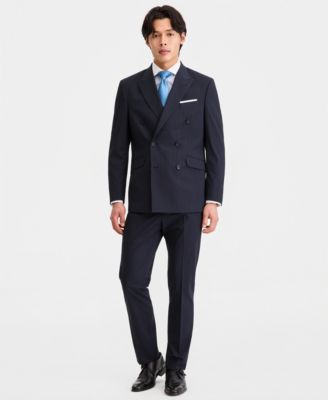 Men's Slim-Fit Double-Breasted Pinstripe Suit Separates Jacket