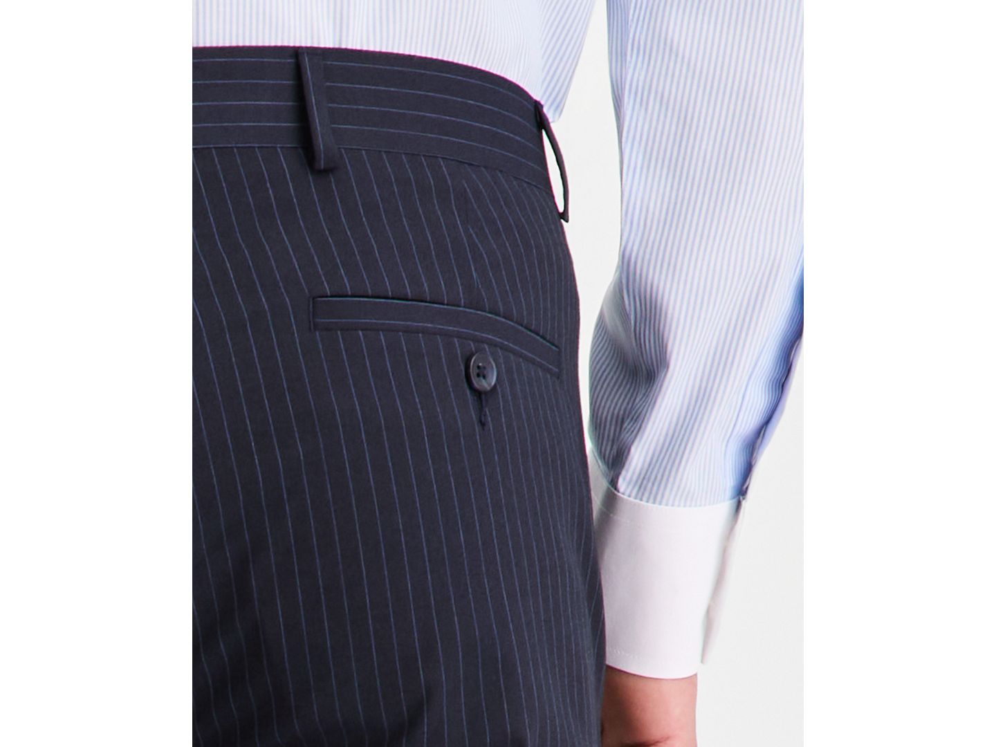 Мужские брюки Kenneth Cole Reaction Slim-Fit Techni-Cole Pinstripe Suit Separate, цвет: Тёмно-синий — фото 5
