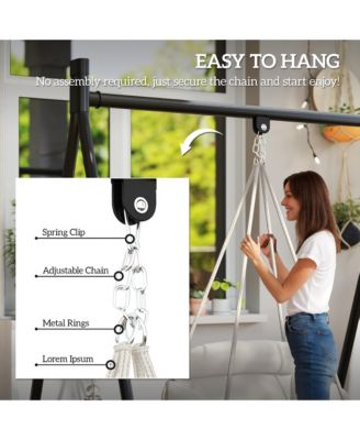 Hanging Hammock Chair with Cushion, Macrame Swing Chair, Dark