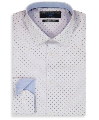 Men's Long Sleeve 4-Way Dot Print Dress Shirt