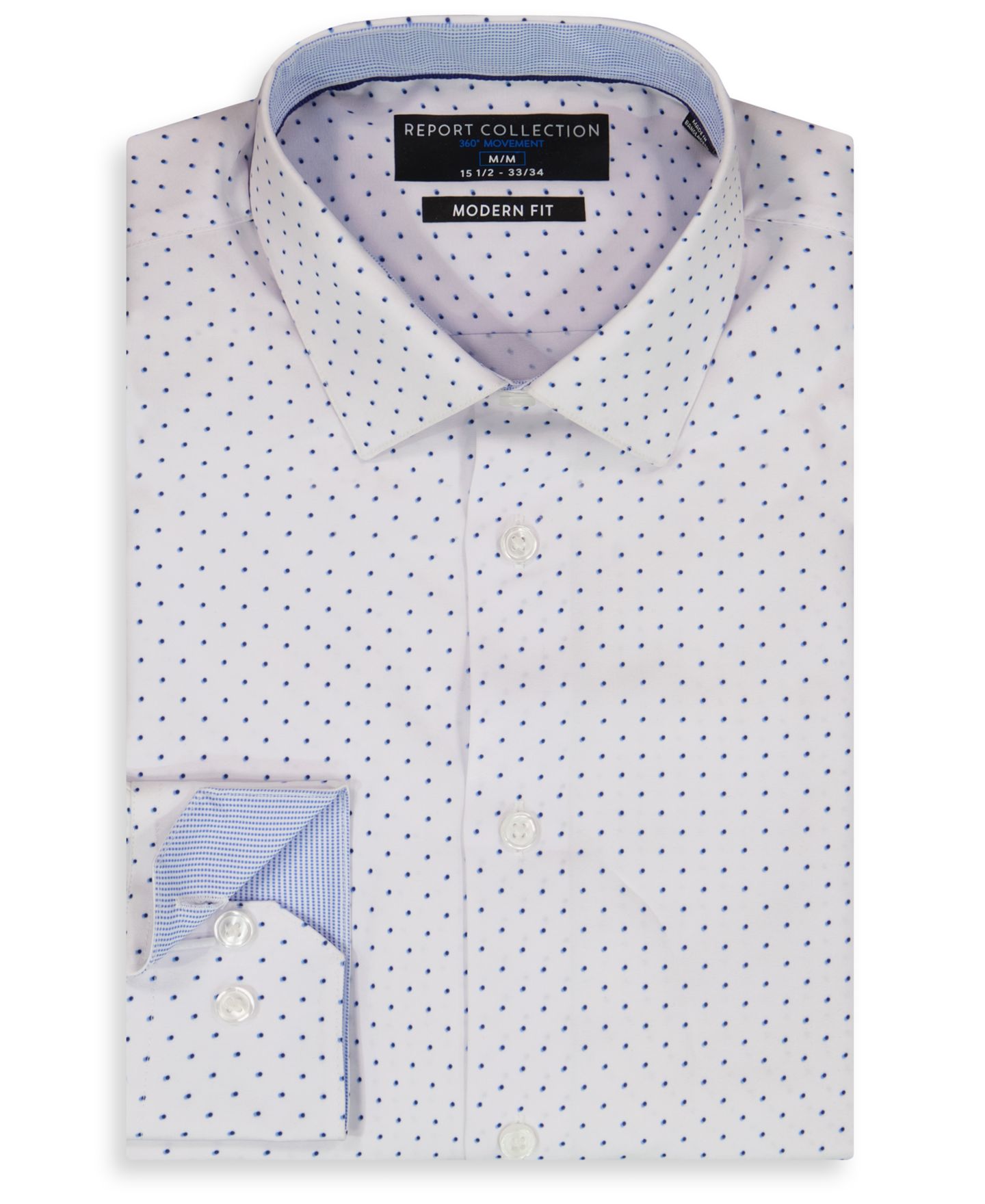 Мужская рубашка Report Collection Long Sleeve 4-Way Dot Print Dress Shirt, цвет: Белый — фото 4