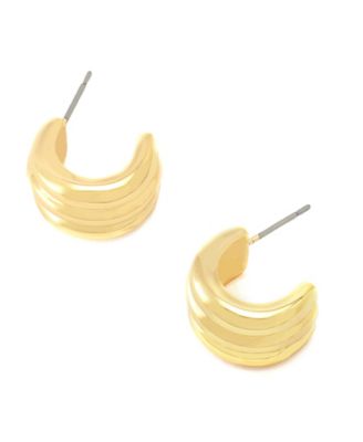 Ribbed Tube Huggie Earrings