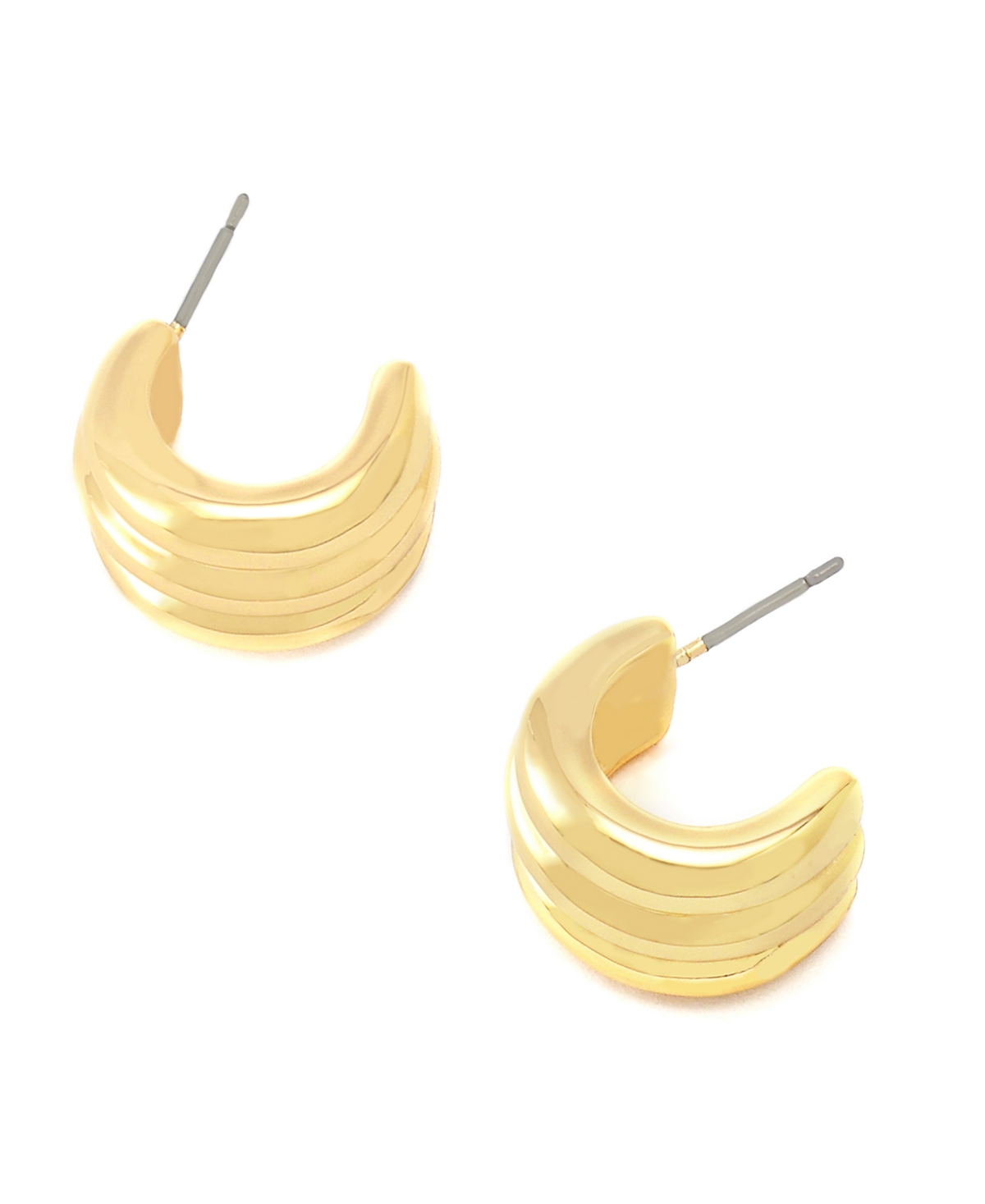Robert Lee Morris Soho Ribbed Tube Huggie Earrings In Gold