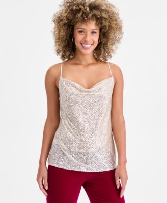 Tahari ASL - Women's Sequinned Cowl-Neck Top