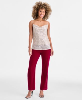 Women&#39;s Sequinned Cowl-Neck Top