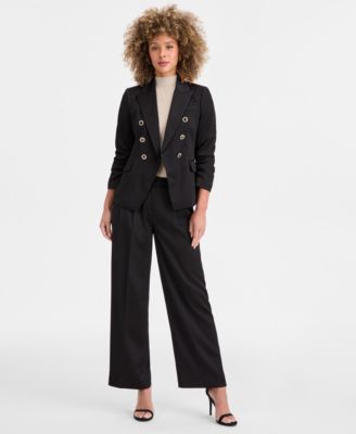 Tahari ASL - Women's Crinkle-Satin Wide-Leg Pants