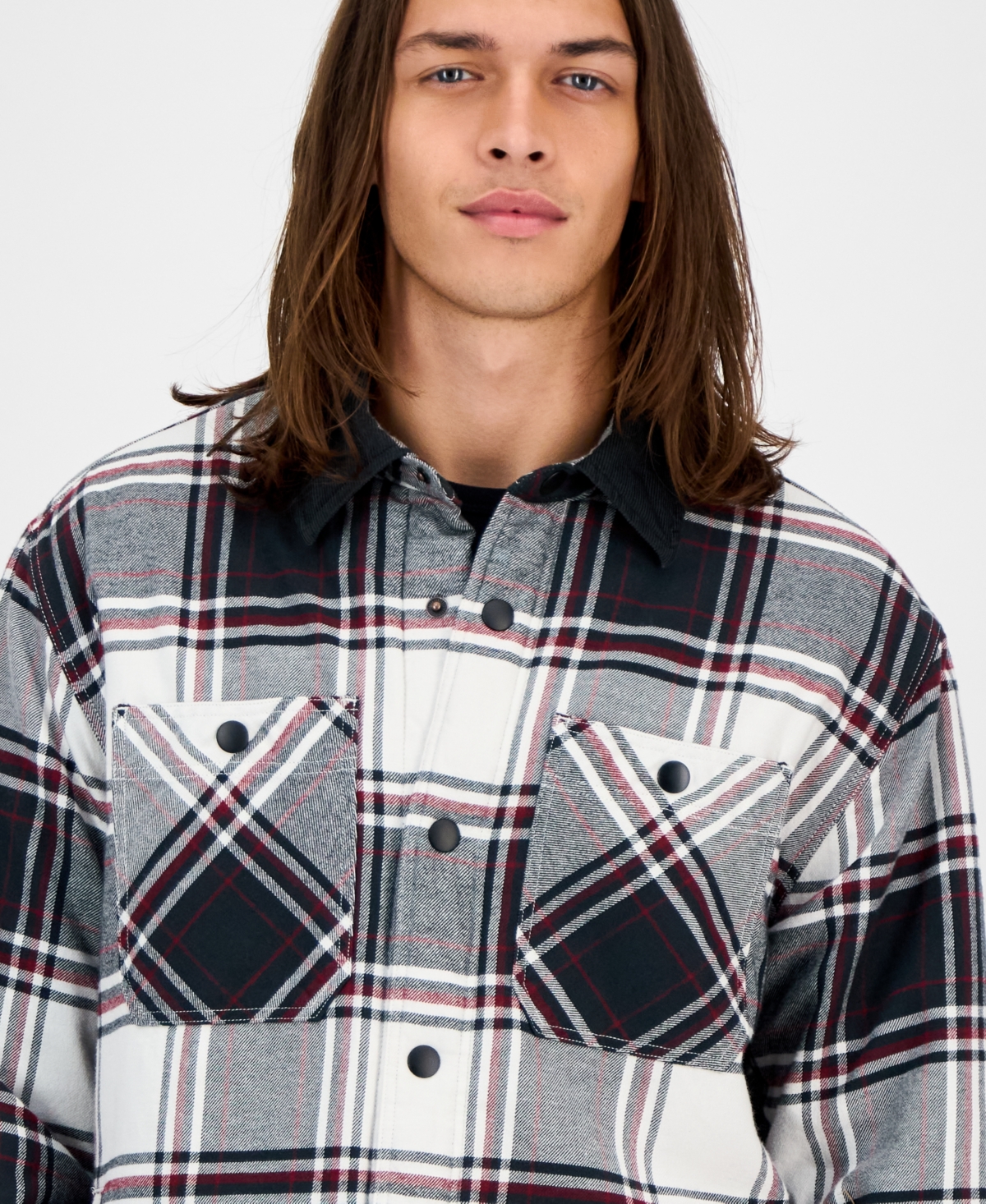Sun + Stone Men's Mack Long Sleeve Snap-front Plaid Shirt Jacket, Macy's Exclusive In Multi