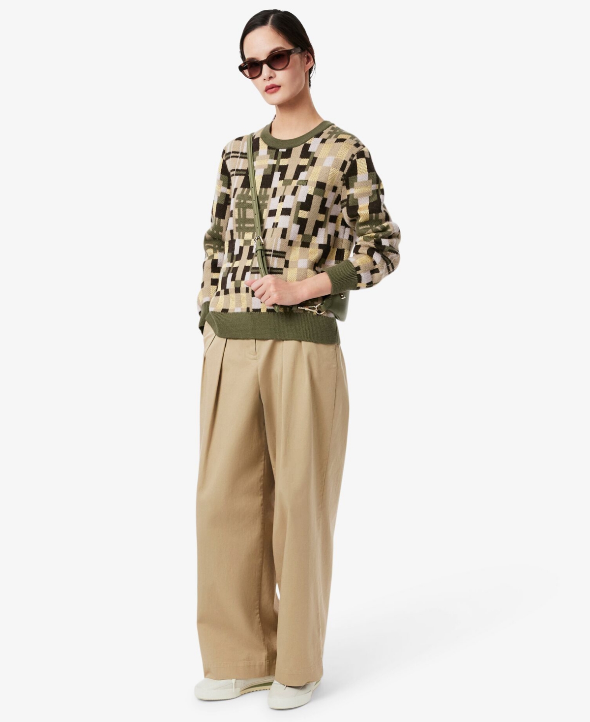 Lacoste Usa Women's Crewneck Sweater In Neutral