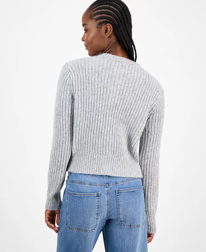 Women's Dome-Button Cropped Cardigan - thumbnail 2