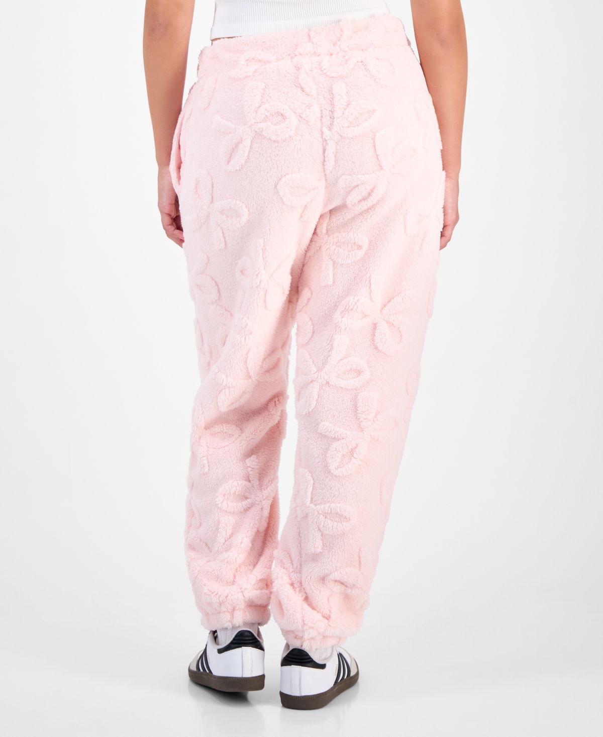 Rebelious One Rebellious One Juniors' Bow-embossed Fleece Jogger Pants