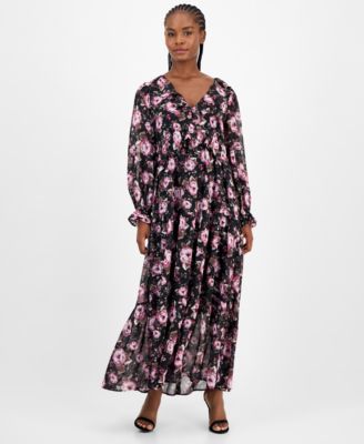 And Now This - Women's Printed Long-Sleeve Maxi Dress