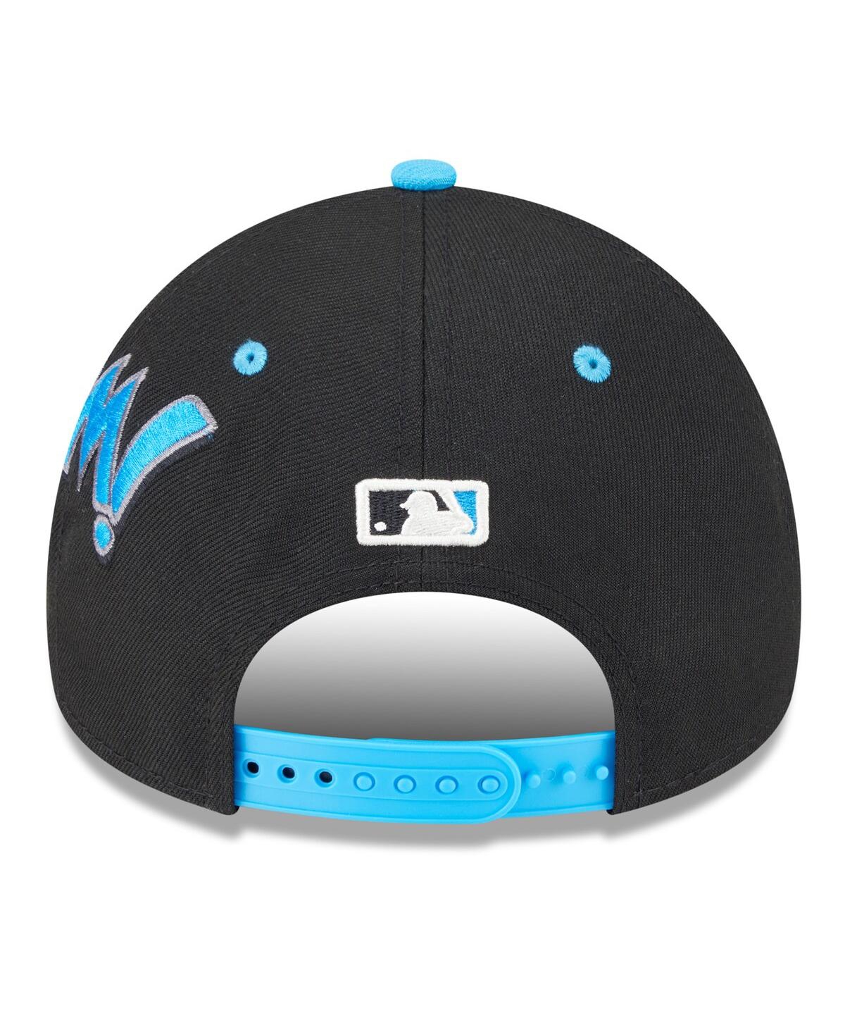New Era Big Boys And Girls Black/blue Miami Marlins 2025 Mlb Diamond Hero Edition A-frame 9forty Adjustable  In Multi