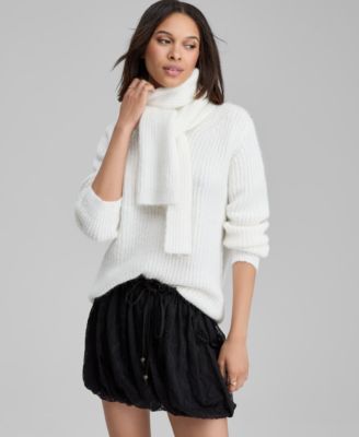 And Now This - Women's Scarf-Neck Sweater