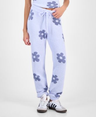 Juniors' Floral Teddy-Knit Jogger Pants