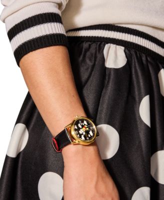 Disney | Macy's Unisex Mickey Mouse Parade Balloon Black Leather Strap Watch 40mm, Created for Macy's
