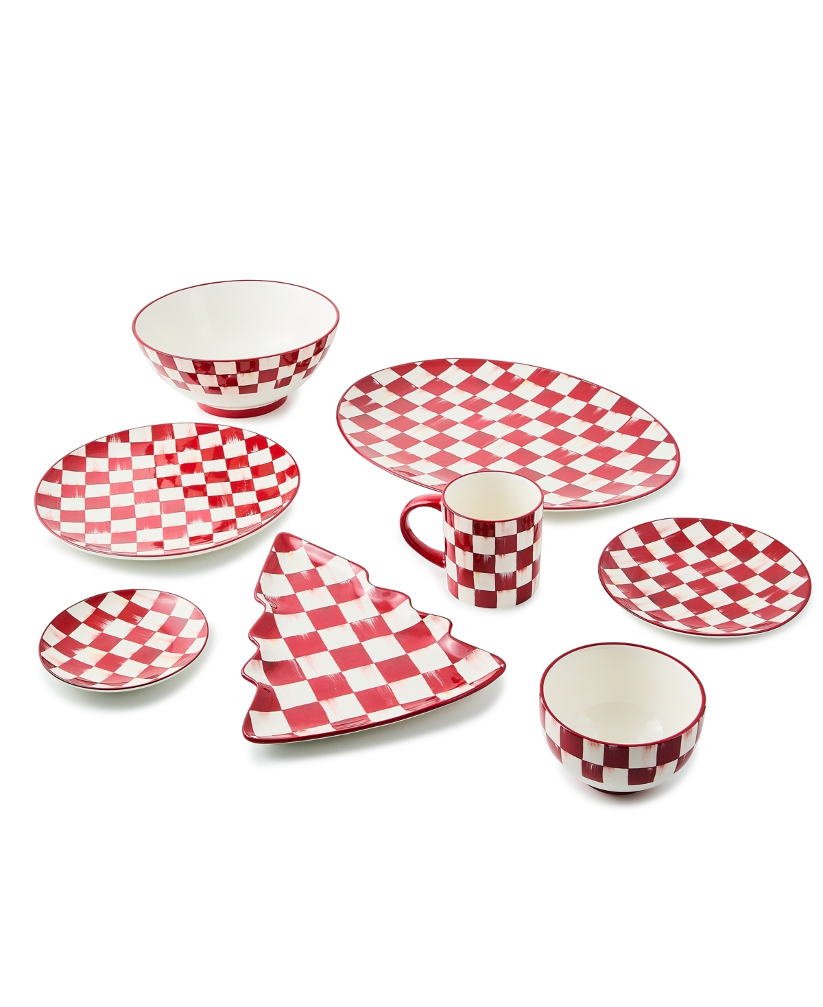 Mackenzie-childs Cherry Check Tree Dish In Multi