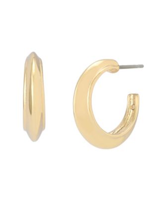 Steve Madden Rhodium Boho Chubby Hoop Earrings - Mother of Pearl/Gold