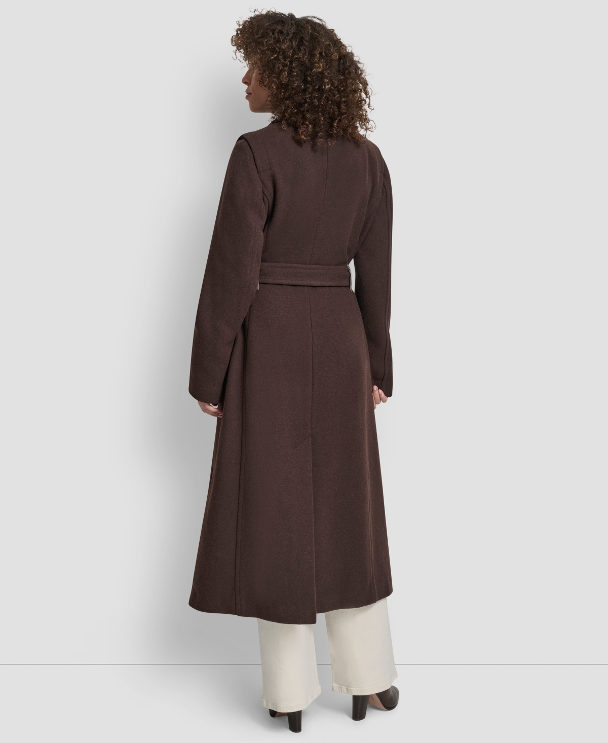 Dkny Women's Notch Collar Belted Wrap Coat In Brown