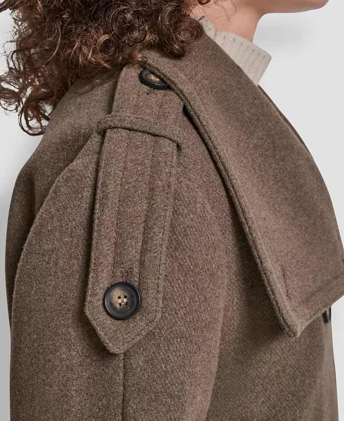 Women's Double-Breasted Funnel Neck Military Coat - thumbnail 7