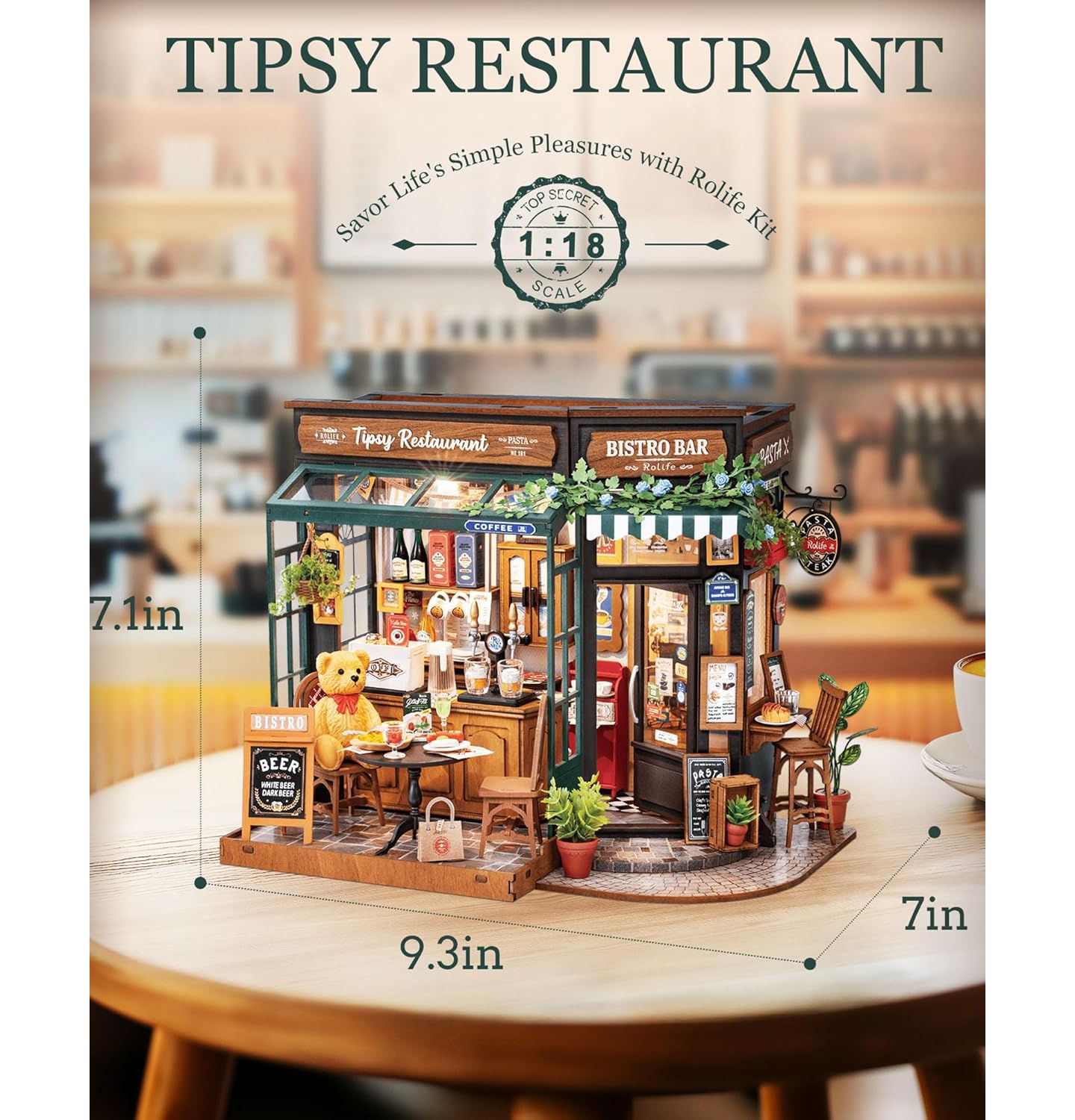 Детские игрушки Robotime 3D Puzzles Miniature House Kit Tipsy Restaurant DIY Birthday Gifts Valentine's Day Birthday Gifts, Multicolored, 2.72"2.72"5.71 — фото 4