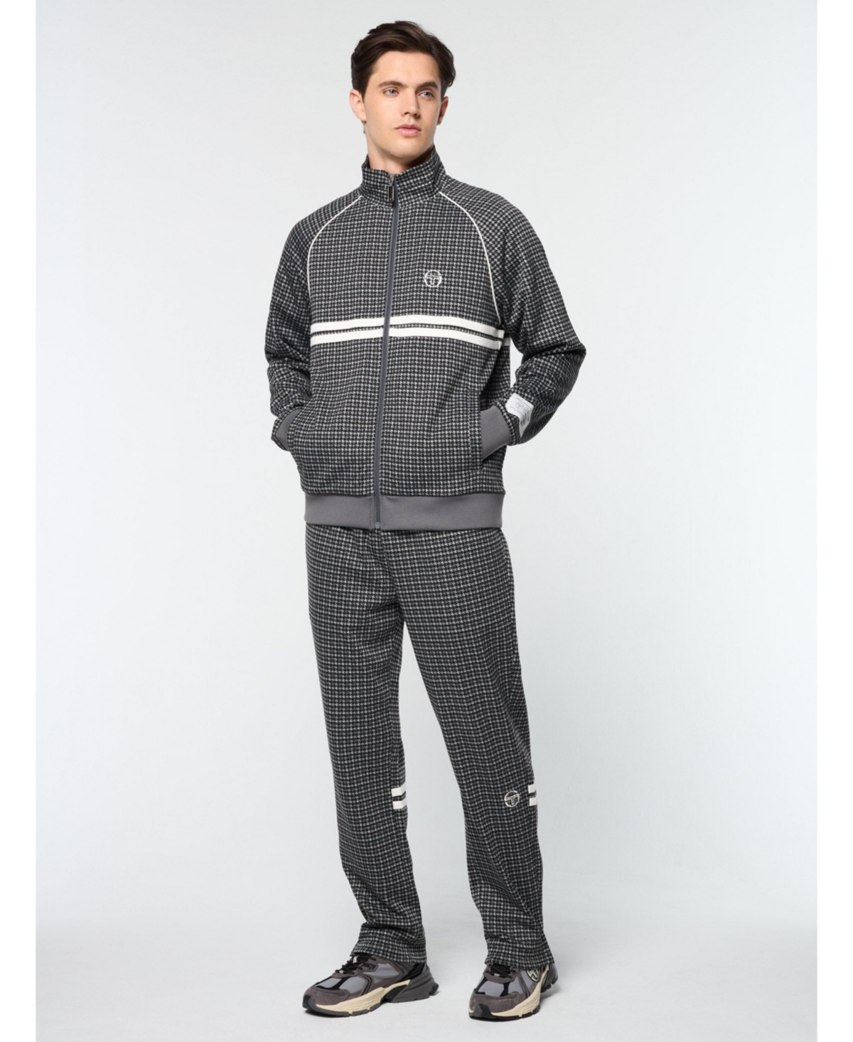 Sergio Tacchini Big & Tall Dallas Houndstooth Track Jacket In Black