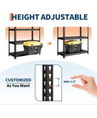 5-Tier Steel Garage Shelving Unit, 48"W x 16"D x 72"H, Adjustable Steel Utility Storage Rack with Metal Shelves, 770 Lbs/Shelf Capacity, for Garage, Warehouse, Pantry & Basement, Heavy Duty, Black