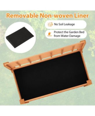 Raised Garden Bed w/ Trellis Wooden Elevated Planter Box w/ Legs & Liner