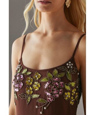 Embellished Strappy Sequin Midi Dress