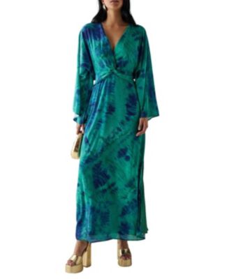 Women's Chiffon Wrap Knot Front Maxi Dress