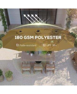 13' Double-Sided Patio Umbrella with Solar Lights and Crank