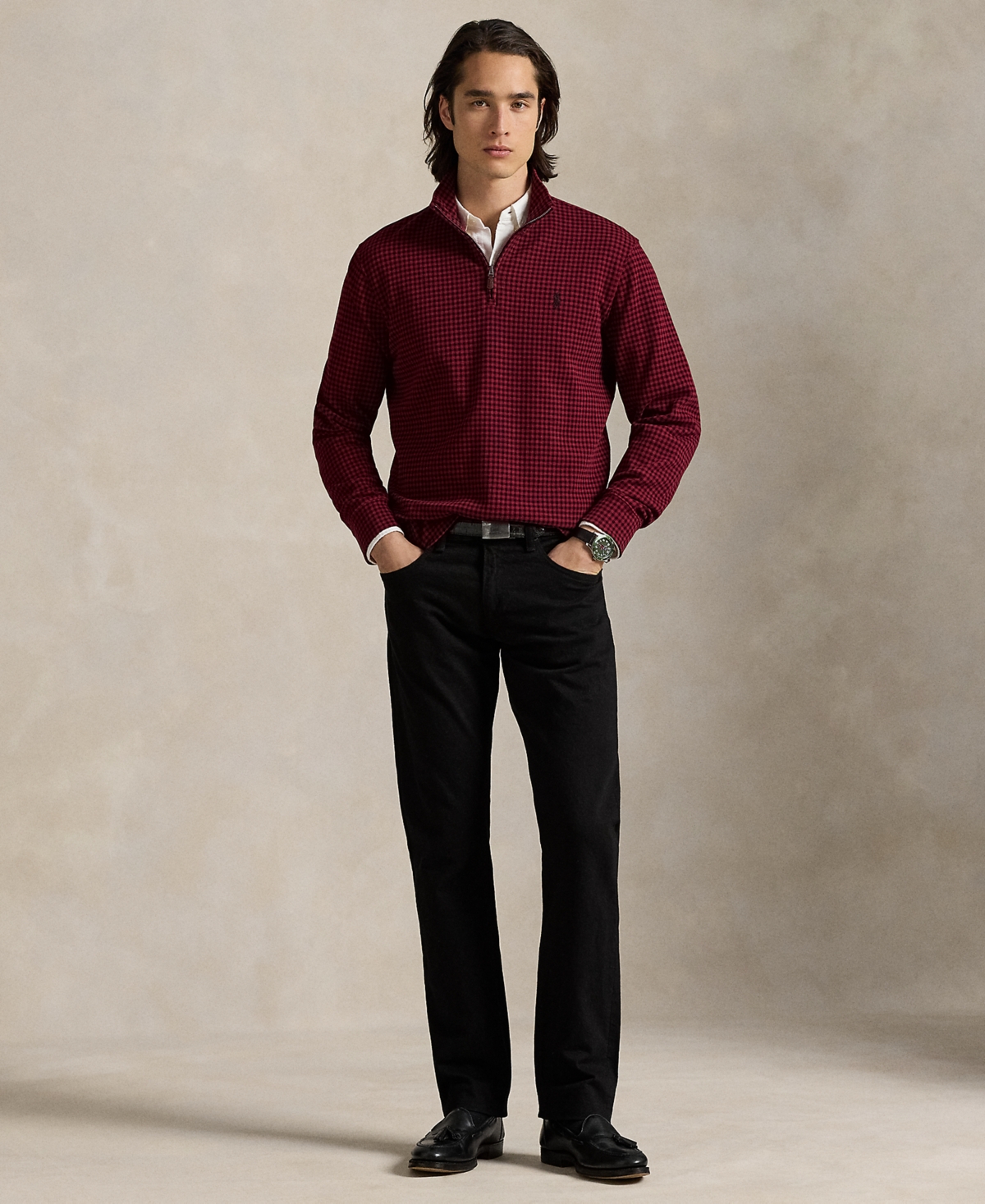 Polo Ralph Lauren Men's Estate-rib Cotton Quarter-zip Pullover In Burgundy