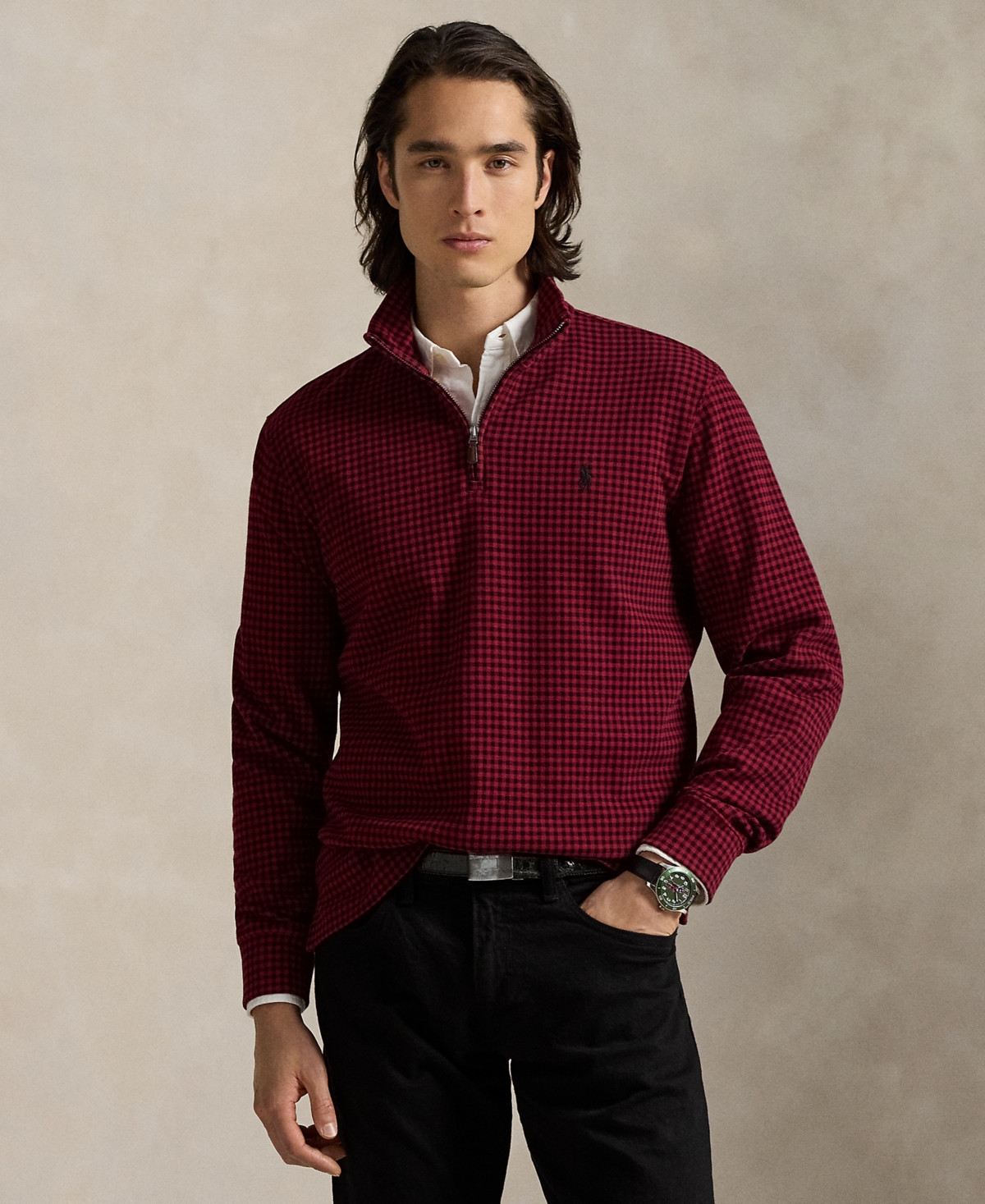 Polo Ralph Lauren Men's Estate-rib Cotton Quarter-zip Pullover In Burgundy