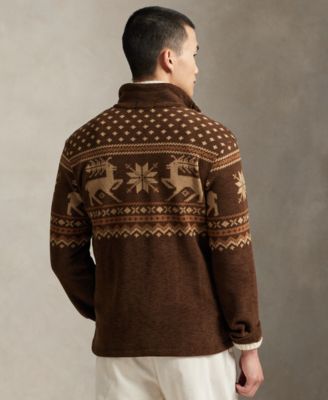 Men's Brushed Fleece Quarter-Zip Pull-On Sweater