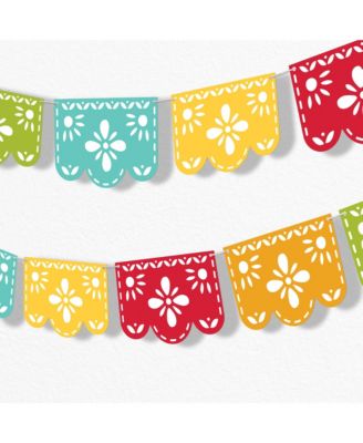 Let's Fiesta Garland Banner, 30 Feet of Cord, 15 Double-Sided Colorful Picado