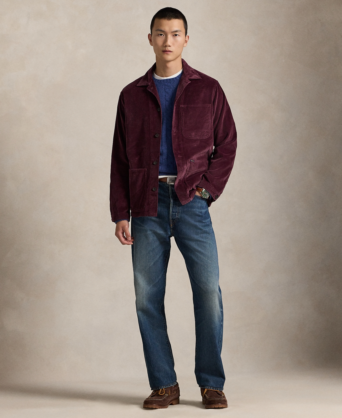 Polo Ralph Lauren Men's Corduroy Utility Long Sleeve Overshirt In Burgundy
