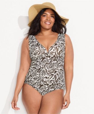 Women's Plus Size Sculpting Suit Sweetheart V-Wire High Leg One Piece Swimsuit