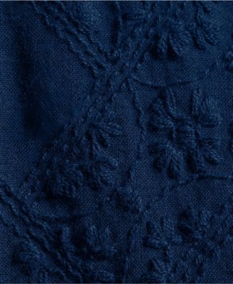 Women's 3/4 Sleeve Cotton Slub Lace Trim Top