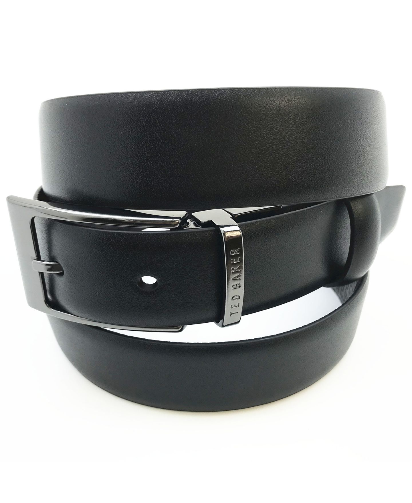 Мужской ремень Ted Baker Reversible Double Loop Leather Belt, цвет: Чёрный — фото 1