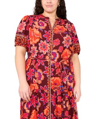 Plus Size Puff Sleeves Maxi Dress