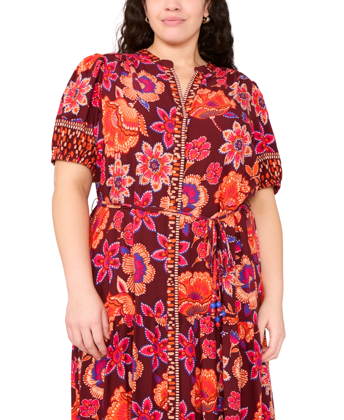 Msk Plus Puff Sleeves Maxi Dress