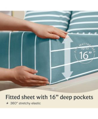 4-PC Striped Silky Soft Cooling Deep Pocket Sheet Set, Full