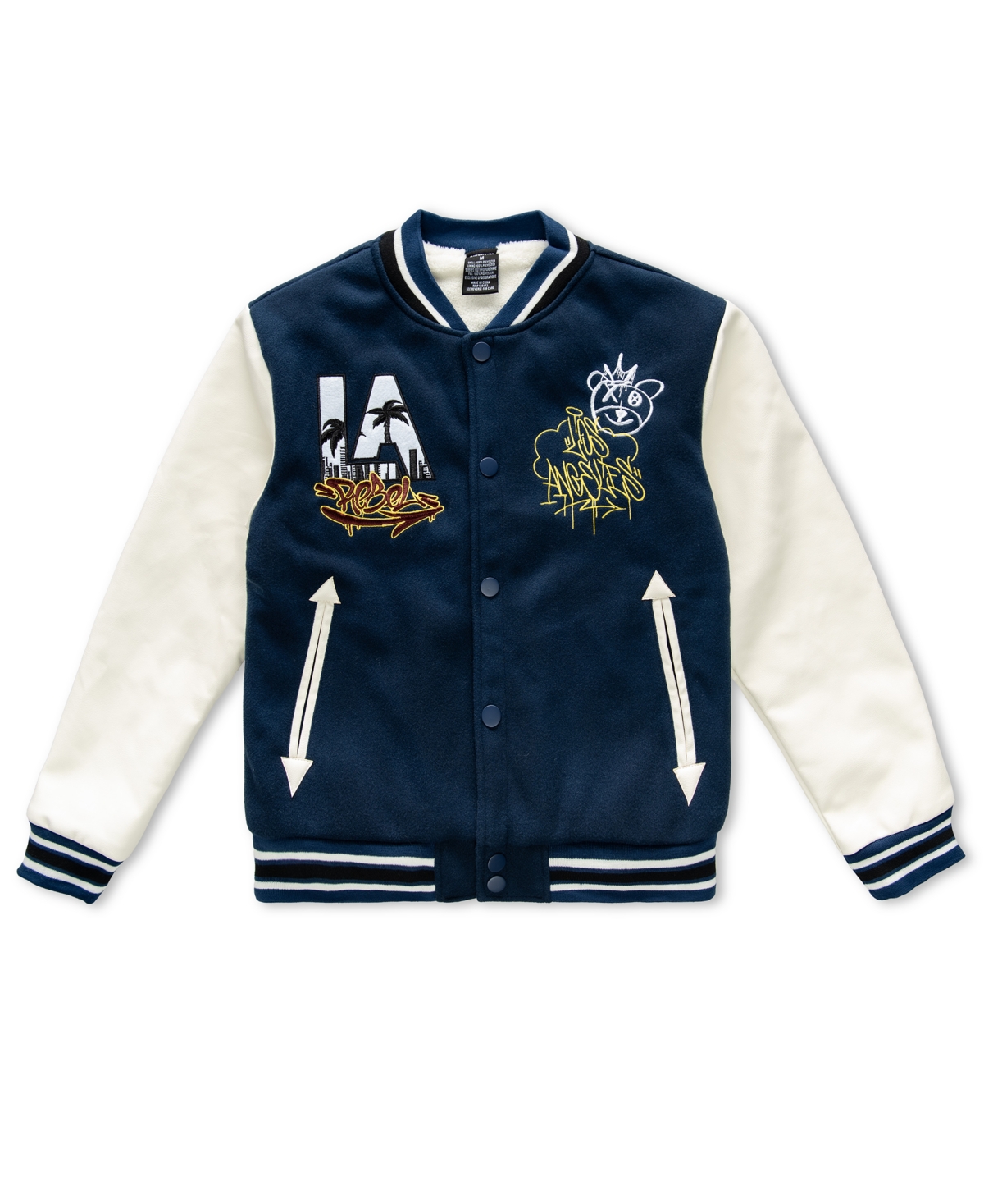 Ring Of Fire Boys 8-20 Long Sleeve Varsity Jacket In Blue