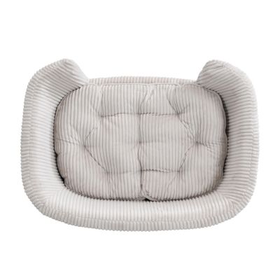 Beige Corduroy Elevated Pet Couch with Wood Legs