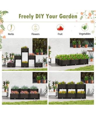6 PCS Elevated Plastic Raised Garden Bed Planter Kit