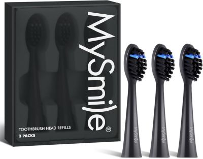 MySmile DY156 Electric Toothbrush Replacement Heads, 3 Packs (Purple) - Black