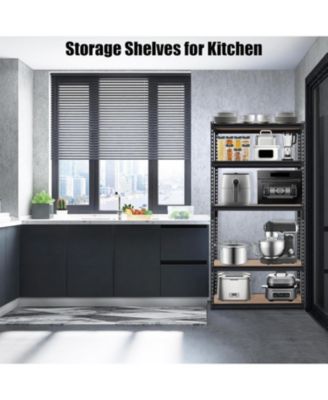 Heavy Duty Storage Shelves, 5-Tier Adjustable Garage Shelving Unit, Metal Storage Utility Rack Shelf for Warehouse, Pantry, Kitchen, Basement, 35" W x 18" D x 72" H, Black