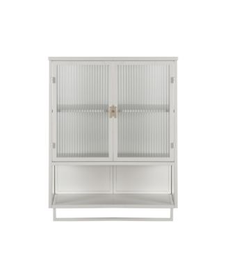 24" Wall Cabinet with Glass Doors, Open Shelf and Towel Rack for Multiple Rooms