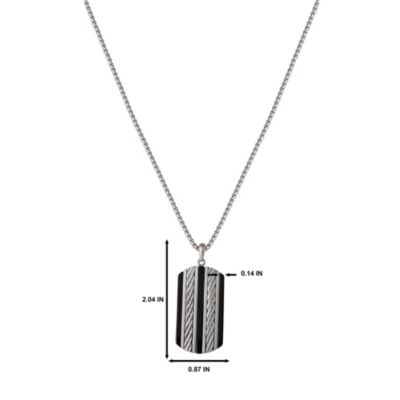Men's Pendant Necklace with Striped Dog Tag - 22'' Chain